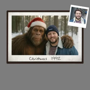 Personalized Bigfoot Photo Christmas Poster Custom Face & Text Wall Art