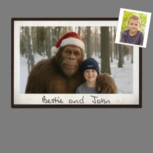 Personalized Bigfoot Photo Christmas Poster Custom Face & Text Wall Art