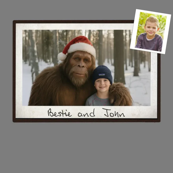 Personalized Bigfoot Photo Christmas Poster Custom Face & Text Wall Art