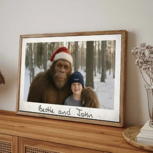 Personalized Bigfoot Photo Christmas Poster Custom Face & Text Wall Art
