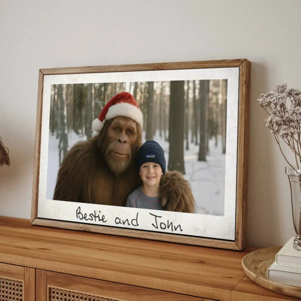 Personalized Bigfoot Photo Christmas Poster Custom Face & Text Wall Art