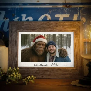 Personalized Bigfoot Photo Christmas Poster Custom Face & Text Wall Art