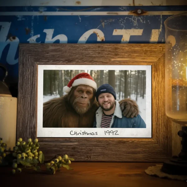 Personalized Bigfoot Photo Christmas Poster Custom Face & Text Wall Art