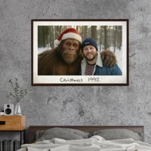Personalized Bigfoot Photo Christmas Poster Custom Face & Text Wall Art