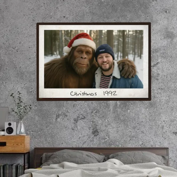 Personalized Bigfoot Photo Christmas Poster Custom Face & Text Wall Art