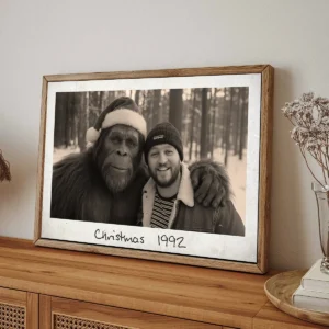 Personalized Bigfoot Photo Christmas Poster Custom Face & Text Wall Art