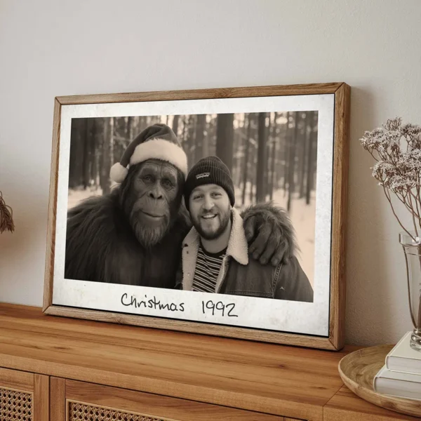 Personalized Bigfoot Photo Christmas Poster Custom Face & Text Wall Art