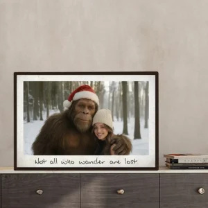 Personalized Bigfoot Photo Christmas Poster Custom Face & Text Wall Art