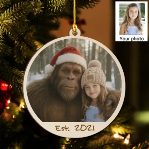 Personalized Bigfoot Photo Wooden Ornament Custom Face & Text Christmas Gift