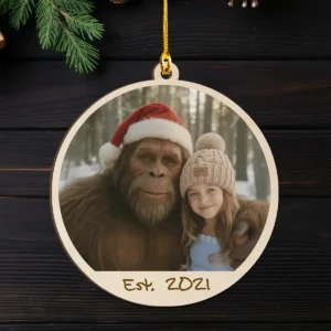 Personalized Bigfoot Photo Wooden Ornament Custom Face & Text Christmas Gift