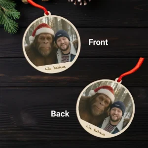 Personalized Bigfoot Photo Wooden Ornament Custom Face & Text Christmas Gift