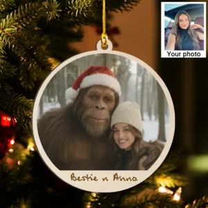 Personalized Bigfoot Photo Wooden Ornament Custom Face & Text Christmas Gift
