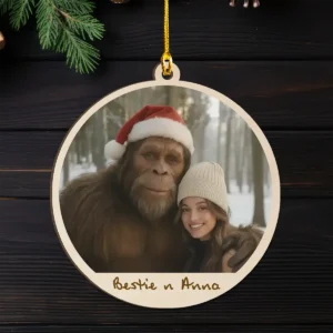 Personalized Bigfoot Photo Wooden Ornament Custom Face & Text Christmas Gift