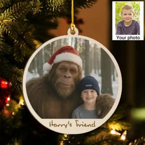 Personalized Bigfoot Photo Wooden Ornament Custom Face & Text Christmas Gift