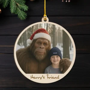 Personalized Bigfoot Photo Wooden Ornament Custom Face & Text Christmas Gift
