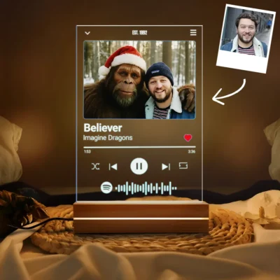 Personalized Bigfoot Spotify Plaque LED Light Custom Photo & Song 3D Lamp