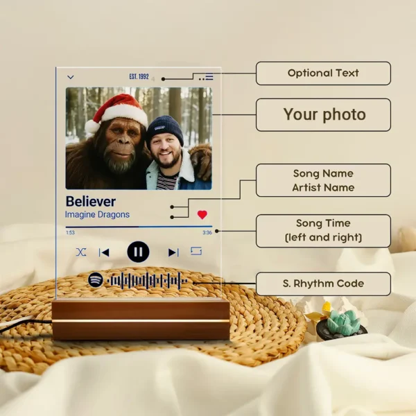 Personalized Bigfoot Spotify Plaque LED Light | Custom Photo & Song 3D Lamp - Image 13