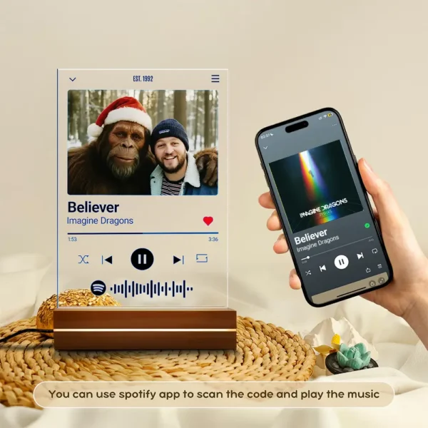 Personalized Bigfoot Spotify Plaque LED Light | Custom Photo & Song 3D Lamp - Image 14