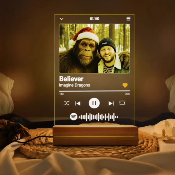 Personalized Bigfoot Spotify Plaque LED Light Custom Photo & Song 3D Lamp