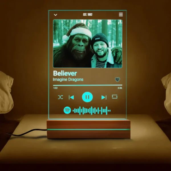 Personalized Bigfoot Spotify Plaque LED Light Custom Photo & Song 3D Lamp