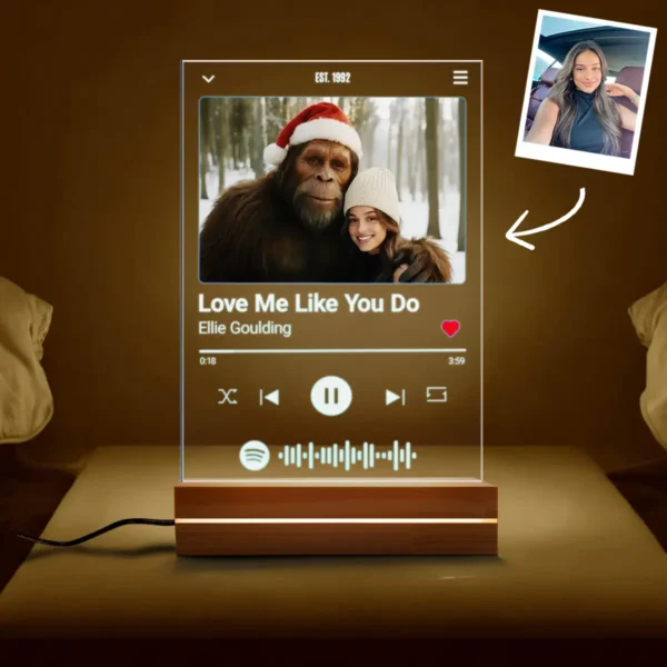 Personalized Bigfoot Spotify Plaque LED Light Custom Photo & Song 3D Lamp