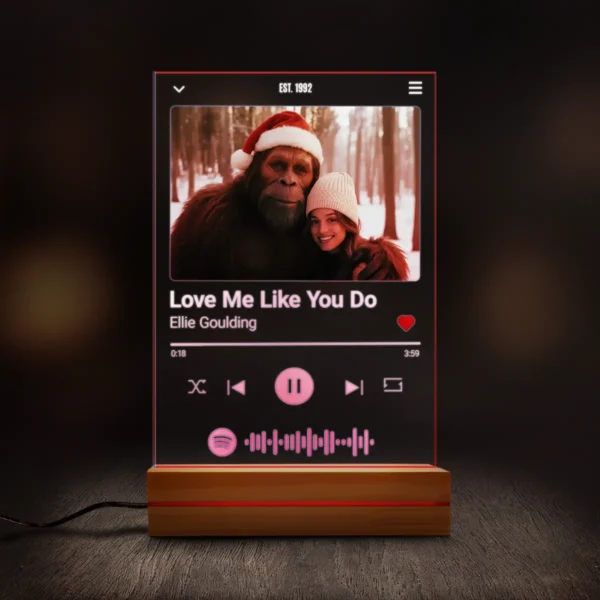 Personalized Bigfoot Spotify Plaque LED Light Custom Photo & Song 3D Lamp