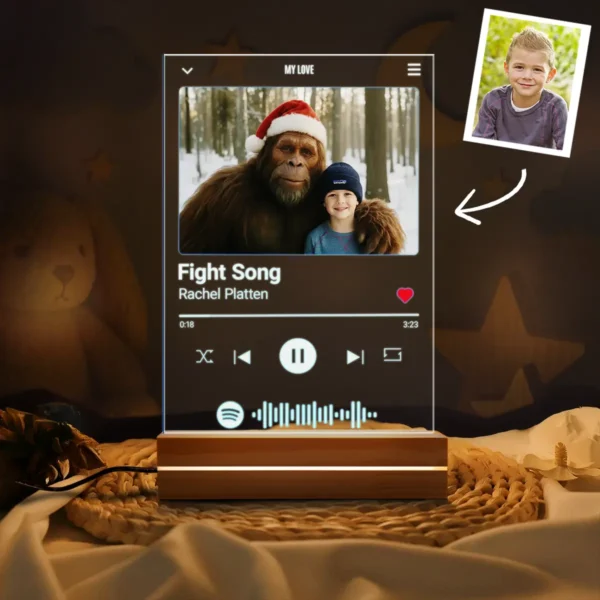 Personalized Bigfoot Spotify Plaque LED Light Custom Photo & Song 3D Lamp
