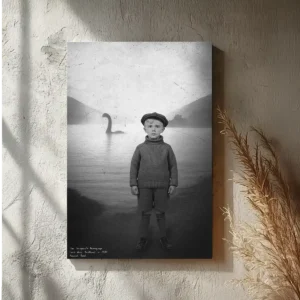 Personalized 1934 Nessie Canvas Custom Your Face in Vintage Loch Ness Monster Art