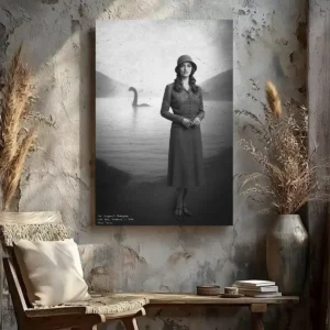 Personalized 1934 Nessie Canvas Custom Your Face in Vintage Loch Ness Monster Art