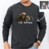 Personalized Bigfoot Photo Christmas Long Sleeve Tee Funny Custom