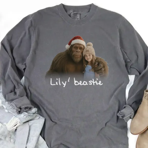 Personalized Bigfoot Photo Christmas Long Sleeve Tee Funny Custom