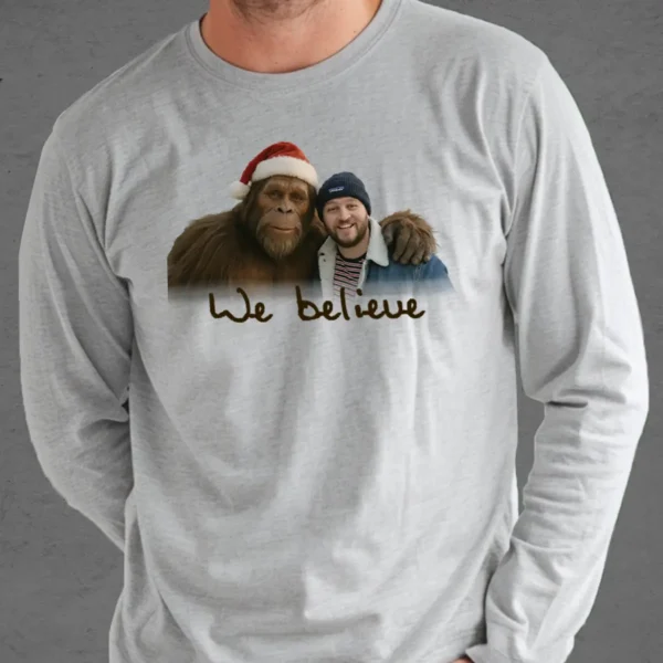 Personalized Bigfoot Photo Christmas Long Sleeve Tee Funny Custom
