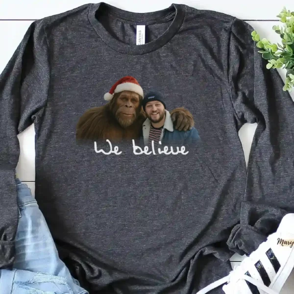 Personalized Bigfoot Photo Christmas Long Sleeve Tee Funny Custom