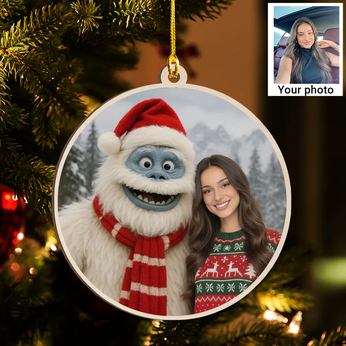 Personalized Christmas Yeti Wooden Ornament | Classic 1964 Stop-Motion Movie Custom Gift 1 Personalized Christmas Yeti Wooden Ornament, Classic 1964 Stop-Motion Movie Custom