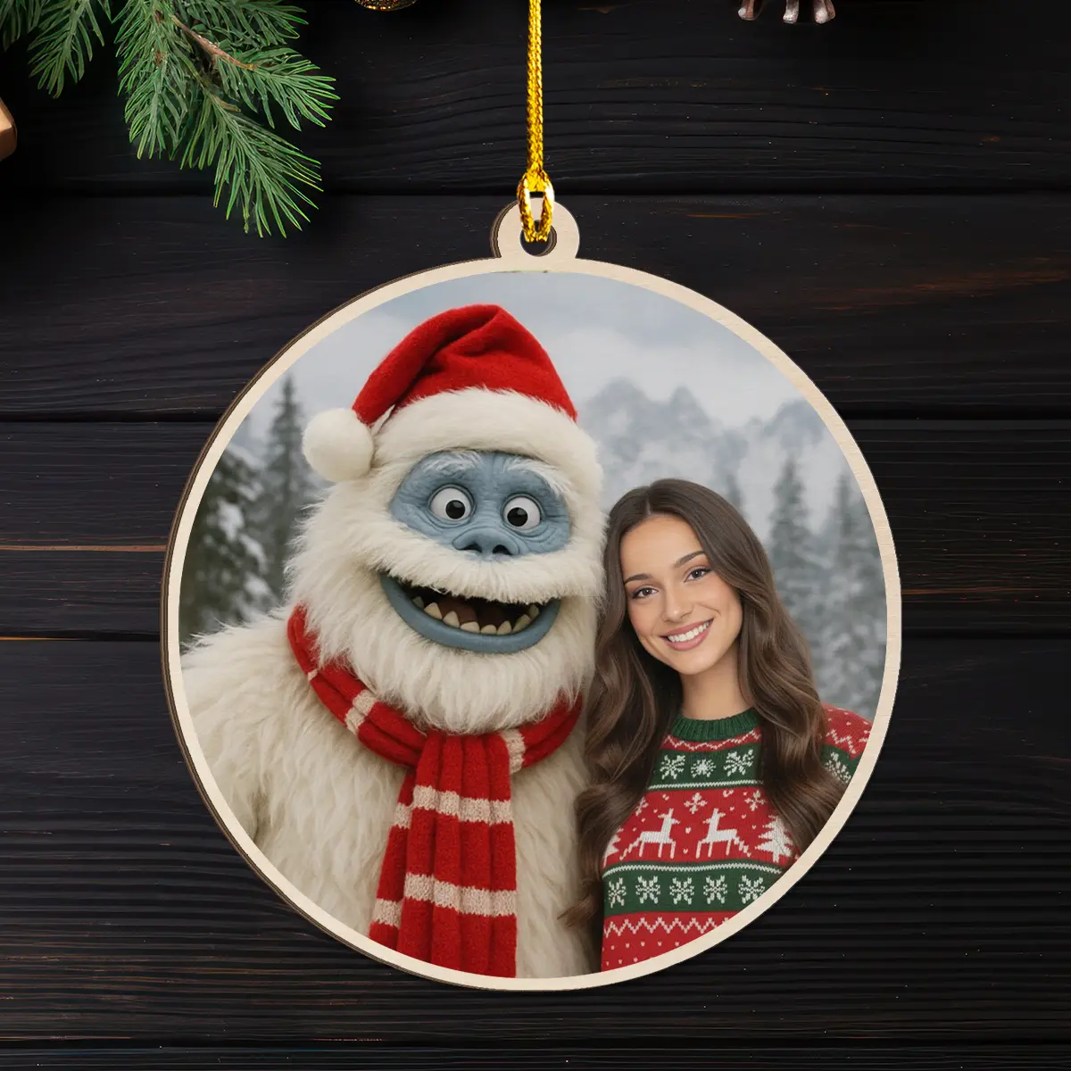 Personalized Christmas Yeti Wooden Ornament | Classic 1964 Stop-Motion Movie Custom Gift 2 Personalized Christmas Yeti Wooden Ornament, Classic 1964 Stop-Motion Movie Custom
