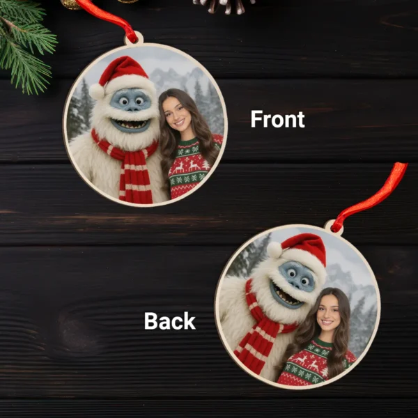 Personalized Christmas Yeti Wooden Ornament, Classic 1964 Stop-Motion Movie Custom