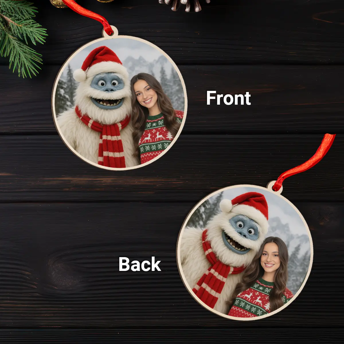Personalized Christmas Yeti Wooden Ornament | Classic 1964 Stop-Motion Movie Custom Gift 4 Personalized Christmas Yeti Wooden Ornament, Classic 1964 Stop-Motion Movie Custom