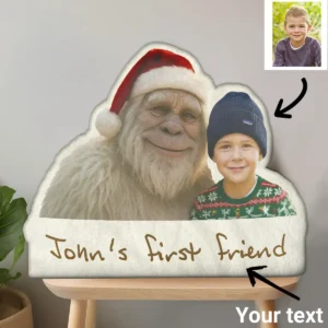 Personalized Yeti Christmas Pillow Custom Photo Plushie, Magical Keepsake