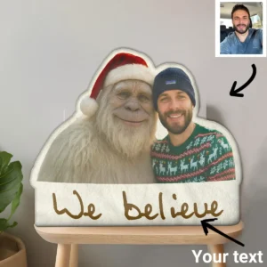 Personalized Yeti Christmas Pillow Custom Photo Plushie, Magical Keepsake