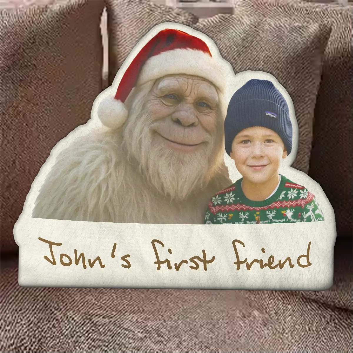 Personalized Yeti Christmas Pillow | Custom Photo Plushie, Magical Keepsake 2 Personalized Yeti Christmas Pillow Custom Photo Plushie, Magical Keepsake