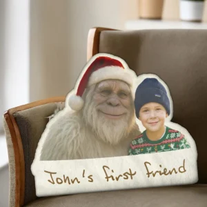 Personalized Yeti Christmas Pillow Custom Photo Plushie, Magical Keepsake