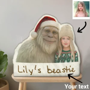 Personalized Yeti Christmas Pillow Custom Photo Plushie, Magical Keepsake