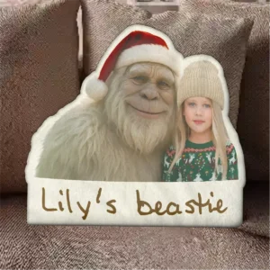 Personalized Yeti Christmas Pillow Custom Photo Plushie, Magical Keepsake