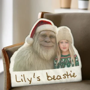 Personalized Yeti Christmas Pillow Custom Photo Plushie, Magical Keepsake