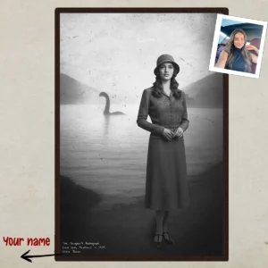 Custom 1930s Nessie Portrait Poster Vintage Personalized Loch Ness Monster Art Decor