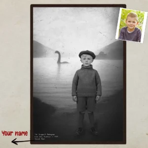 Custom 1930s Nessie Portrait Poster Vintage Personalized Loch Ness Monster Art Decor