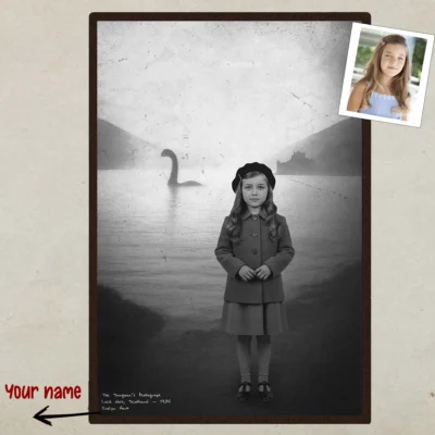 Custom 1930s Nessie Portrait Poster Vintage Personalized Loch Ness Monster Art Decor