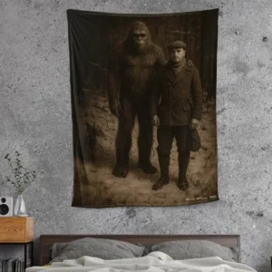 Personalized Bigfoot Photo 1920s Sherpa Blanket Vintage