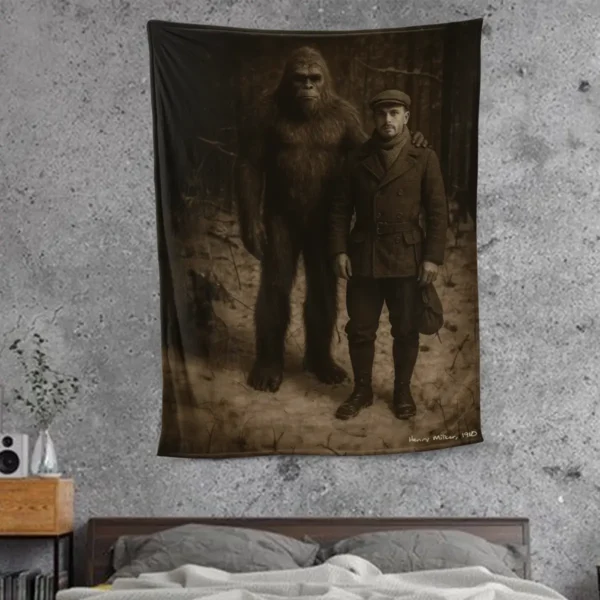 Personalized Bigfoot Photo 1920s Sherpa Blanket Vintage