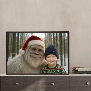 Personalized Yeti Christmas Poster Custom Photo Wall Art, Magical Keepsake